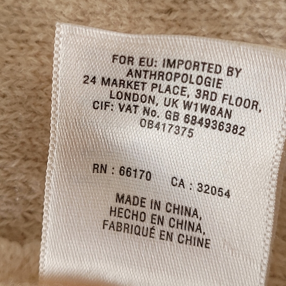Anthropology Knitted & Knotted Wool Cardigan Zip-Front Sweater Sz M Cream/Pink - Picture 9 of 11
